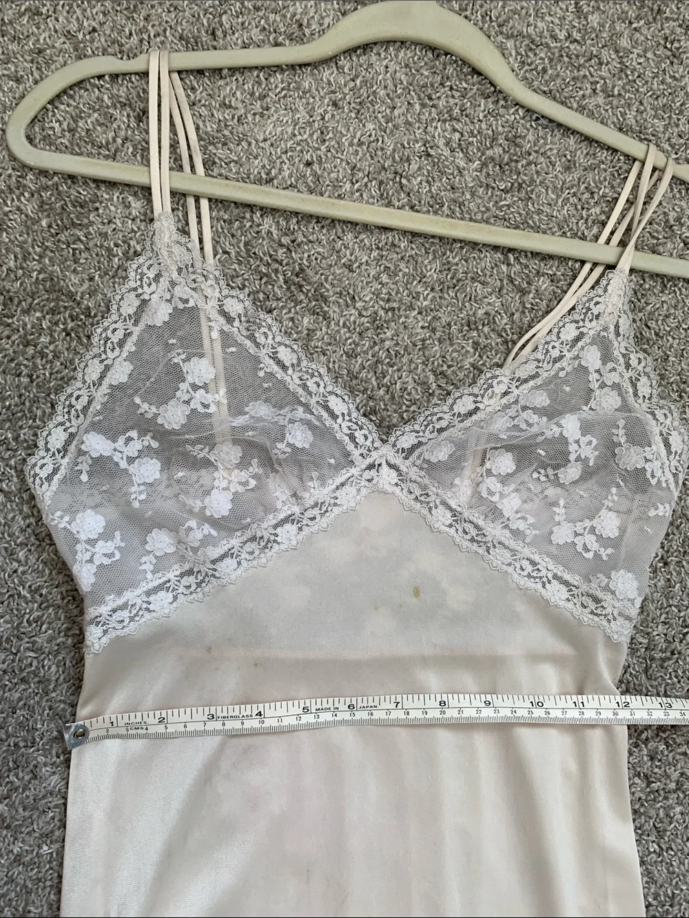 Vintage Sheer Lace-Top Slip Maxi Nightgown in Cream